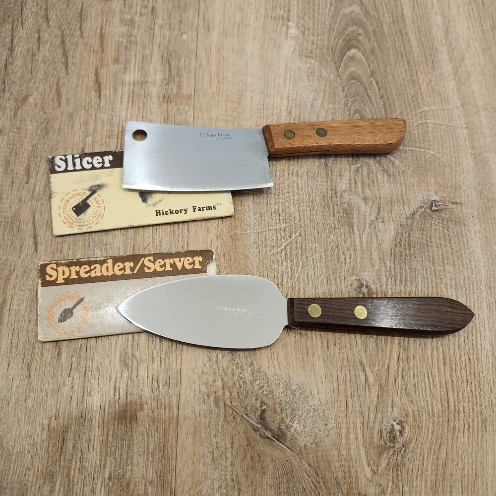 VTG Hickory Farms Charcuterie Cheese Meat Dip Spreader Server & Slicer Wood New